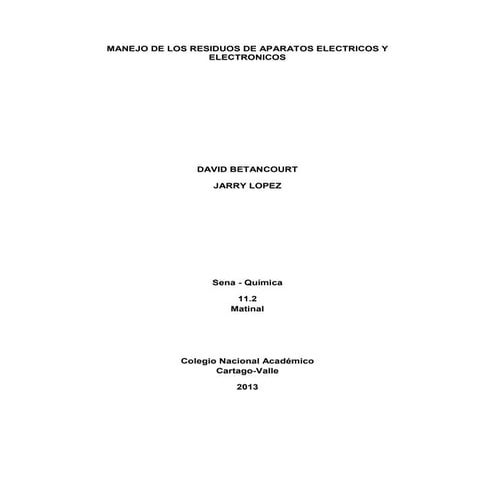 MANEJO DE LOS RESIDUOS DE APARATOS ELECTRICOS Y ELECTRONICOS