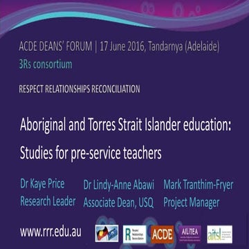 Respect, Relationships, Reconciliation: Resources for pre-service teachers.