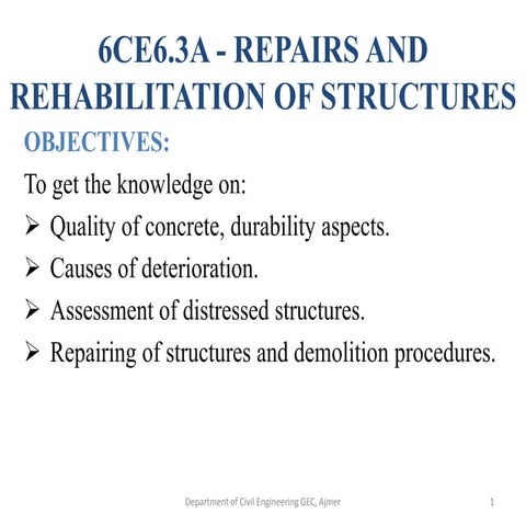 retrofitting and rehabilitation of structures
