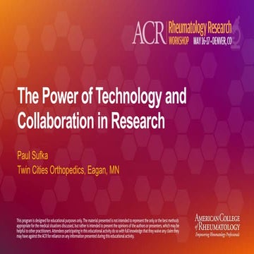 The Power of Technology and Collaboration in Research - Rheumatology Research...