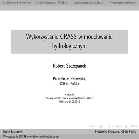 GRASS w modelowaniu hydrologicznym