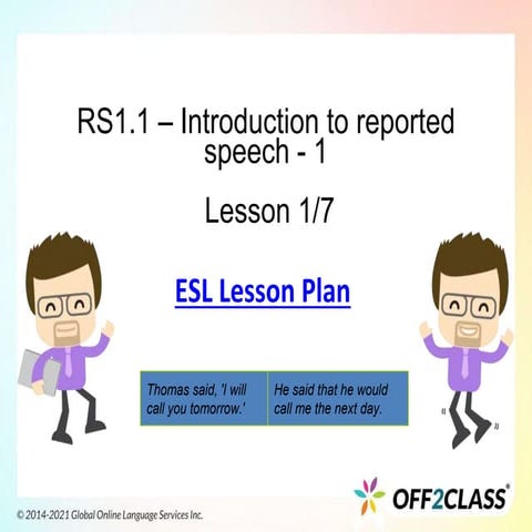 Reported Speech – Free ESL Lesson Plan