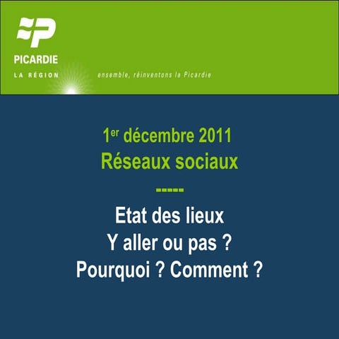 Réseaux sociaux : Etat des lieux  Y aller ou pas ?  Pourquoi ? Comment ?