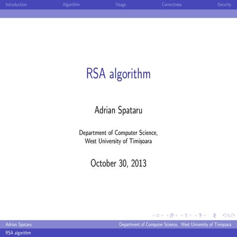 RSA Algorithm | PPT