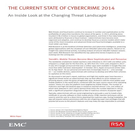 The Current State of Cybercrime 2014