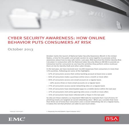 RSA Monthly Online Fraud Report -- October 2013