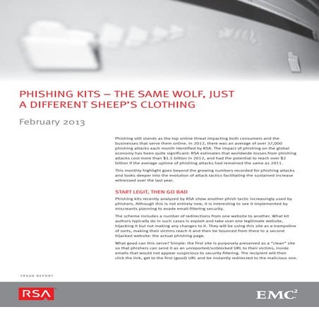 RSA Monthly Online Fraud Report -- February 2013