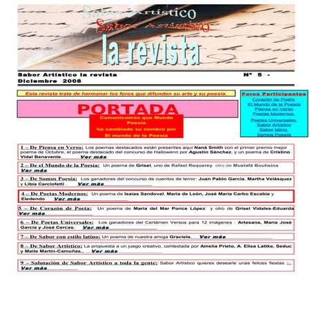 RSA5 - Sabor Artístico - La Revista - Nº 5 - Diciembre 2008