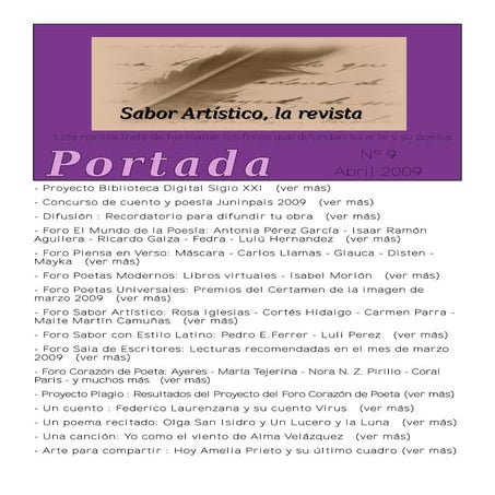Sabor Artístico, la Revista - Nº 9 - Abril 2009
