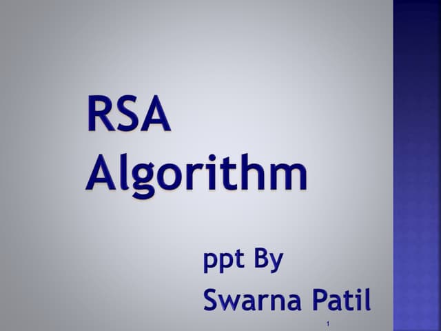 Rsa algorithm key generation 