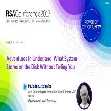 RSA Conference 2017 session: What System Stores on the Disk Without Telling You