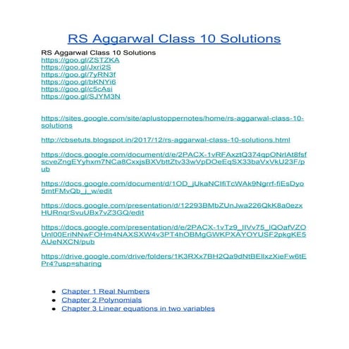 Rs aggarwal class 10 solutions