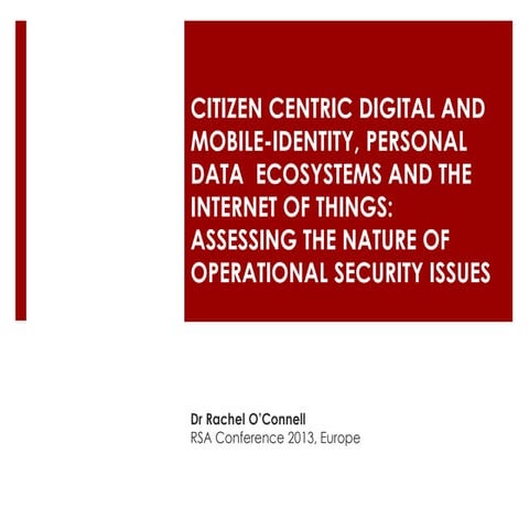 Citizen centric digital and mobile-identity, personal data ecosystems and the...