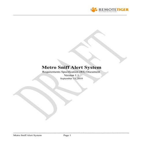 Requirement Specification Doc For MetroSniff System