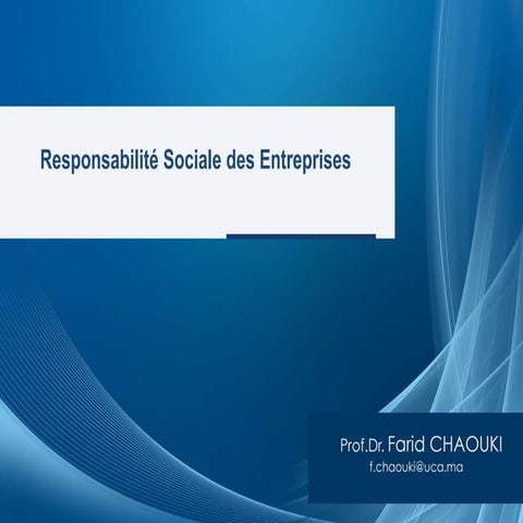 Responsabilité sociale des entreprises ( RSE)