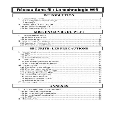 Réseau sans fil technologie wi-fi