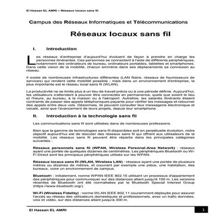 Réseaux locaux sans fil  wlan