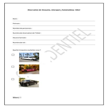 Réservation de limousine