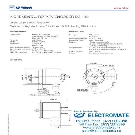 Rsf electronik incremental_rotary_encoder_dg118_specsheet