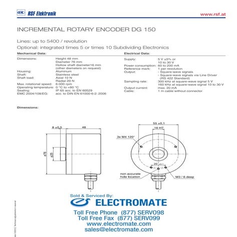 Rsf electronik incremental_rotary_encoder_dg150_specsheet