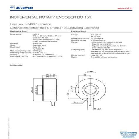Rsf electronik incremental_rotary_encoder_dg151_specsheet