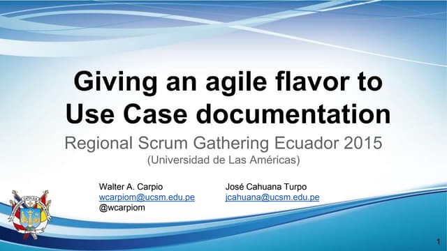 Giving an agile flavor to Use Case documentation