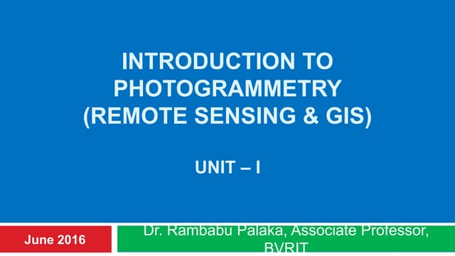 Introduction to Aerial Photogrammetry