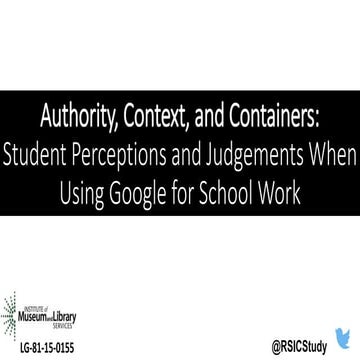 Authority, context, and containers: Student perceptions and judgments when us...