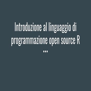 Regione Toscana - Introdution to R Software