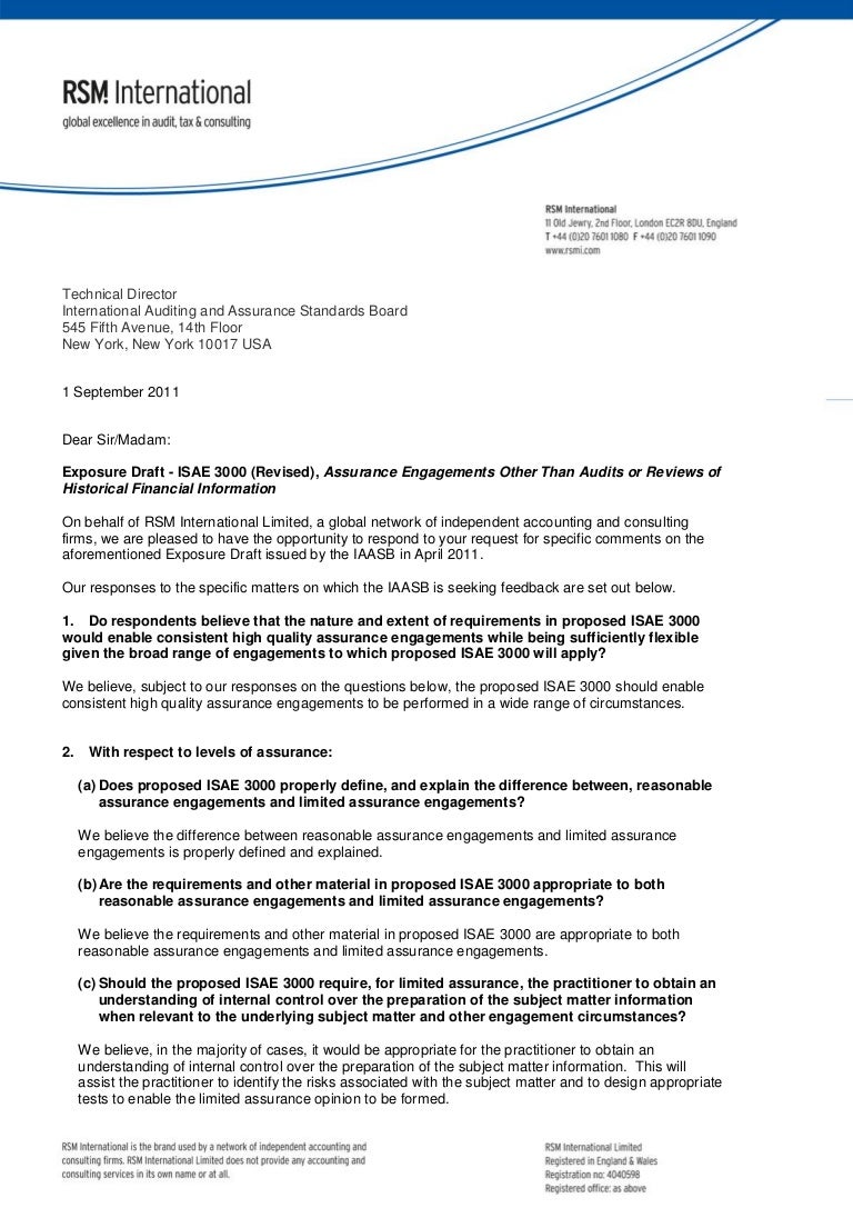 Rsm Comment To Iaasb Isae 3000 Final