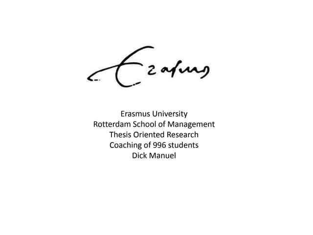 RSM Erasmus University - Coaching of students
