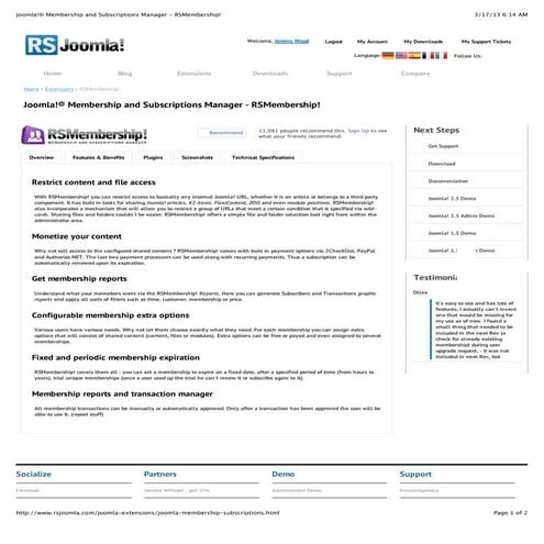 Rs membership and subscriptions manager