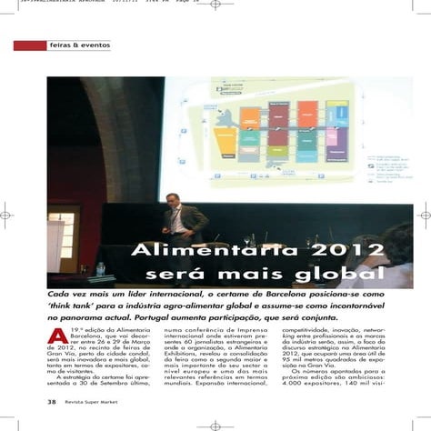 Alimentaria 2012 será mais global. RSM (Portugal), octubre 2011