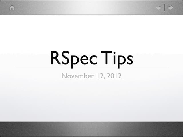 Rspec Tips