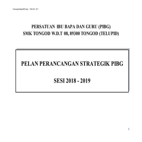 perancangan strategik pibg 2019