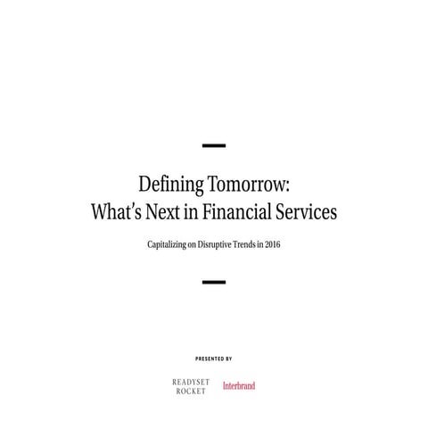 Defining Tomorrow: What's Next in Financial Services