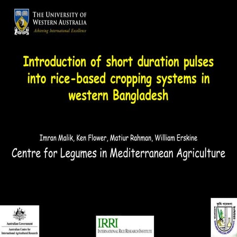 Introduction of short duration pulses into rice-based cropping systems in wes...