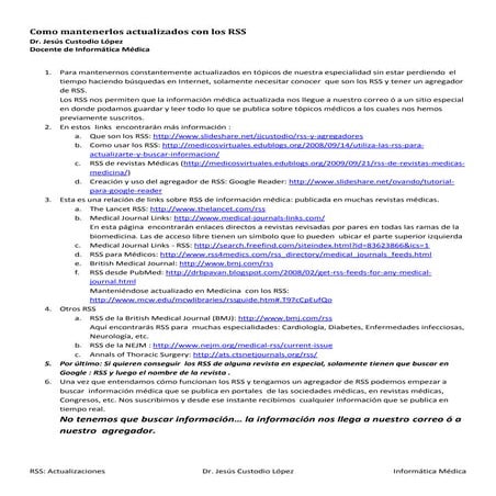 Actualizaciones Médicas con los RSS