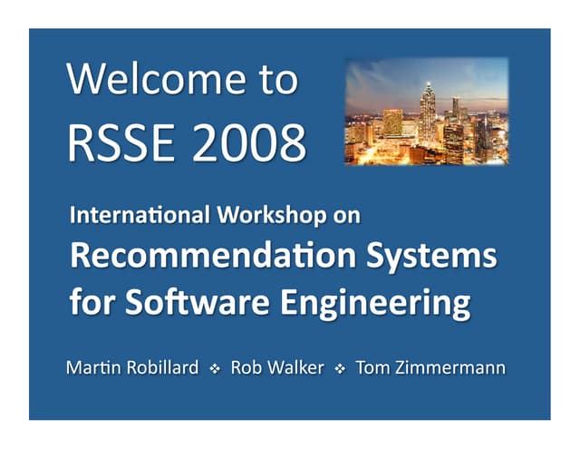 Recommendation Systems for Software Engineering | PPT