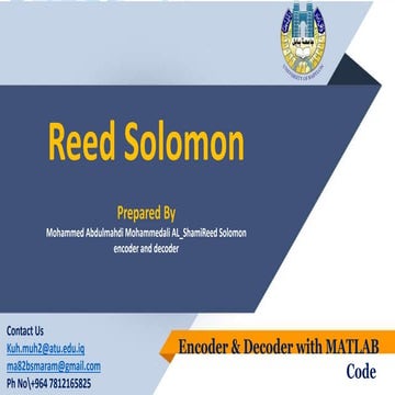 Reed Solomon encoder and decoder \ ريد سلمون
