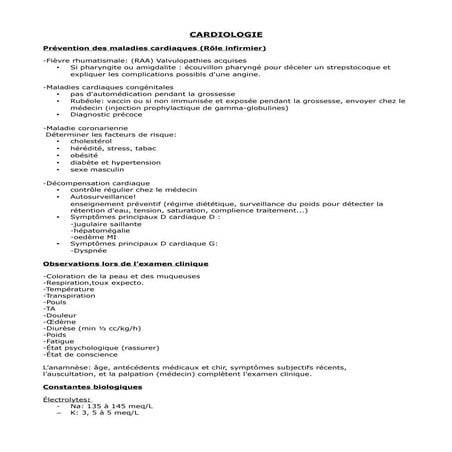 ECOSM Cardiologie examen de fin de stage | PDF