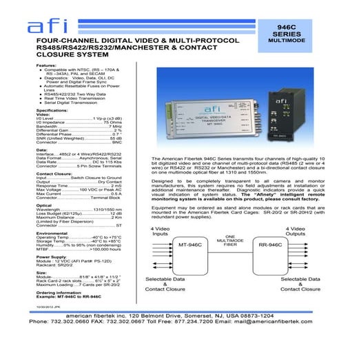 American Fibertek RT-946C Data Sheet