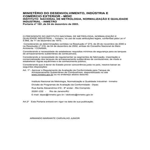 Portaria nº 185, do INMETRO