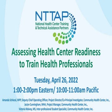 Assessing Health Center Readiness to Train Health Professionals