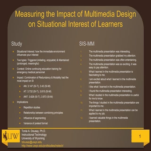 Measuring the Impact of Multimedia Design on Situational Interest of Learners