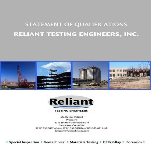 Reliant Testing Engineers, Inc. SOQ