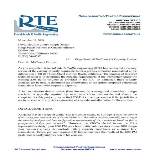 RTE Roundabout Analysis - Technical Data