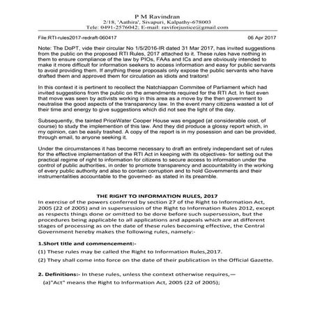 Rti rules 2017-redrafted by rti activist | DOC