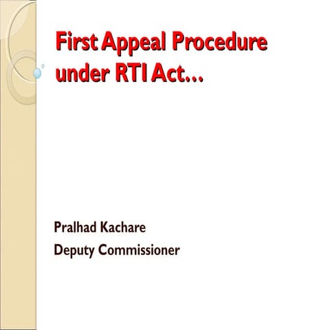 Right to Information Act & first appeals