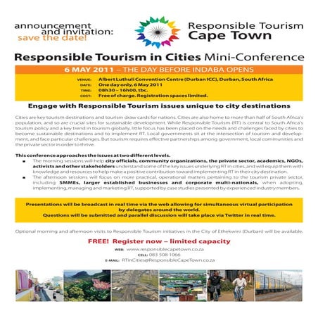 Responsible Tourism in Cities Announcement
